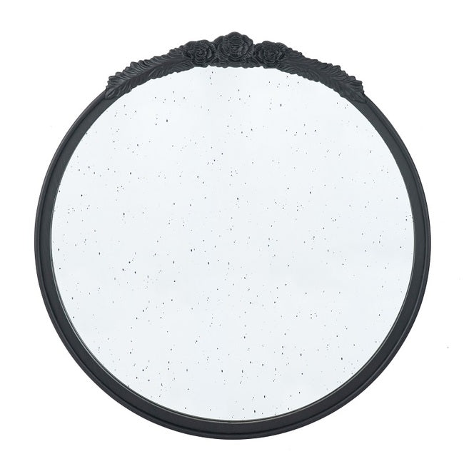 Brantley Rose Black Round Wall Mirror