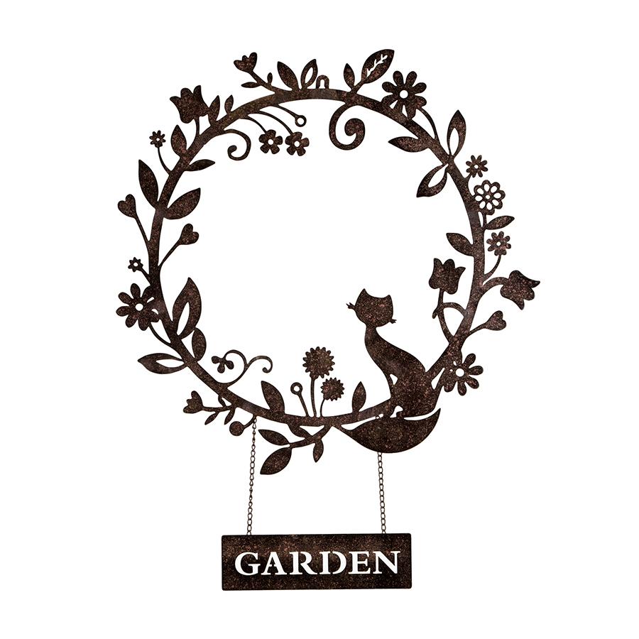 Laser cut Garden Wreath Cat Wall Decor