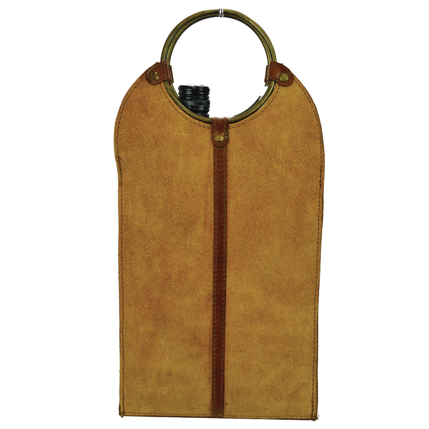 Double Wine Holder W/ Ring Handles Leather Suede (3 Colors to Choose)