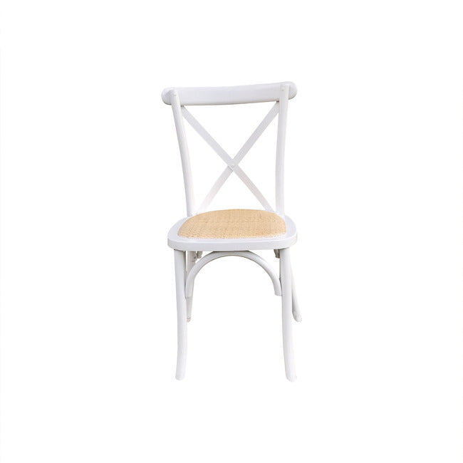 Crossback Rattan Dining Chair White (Stackable)