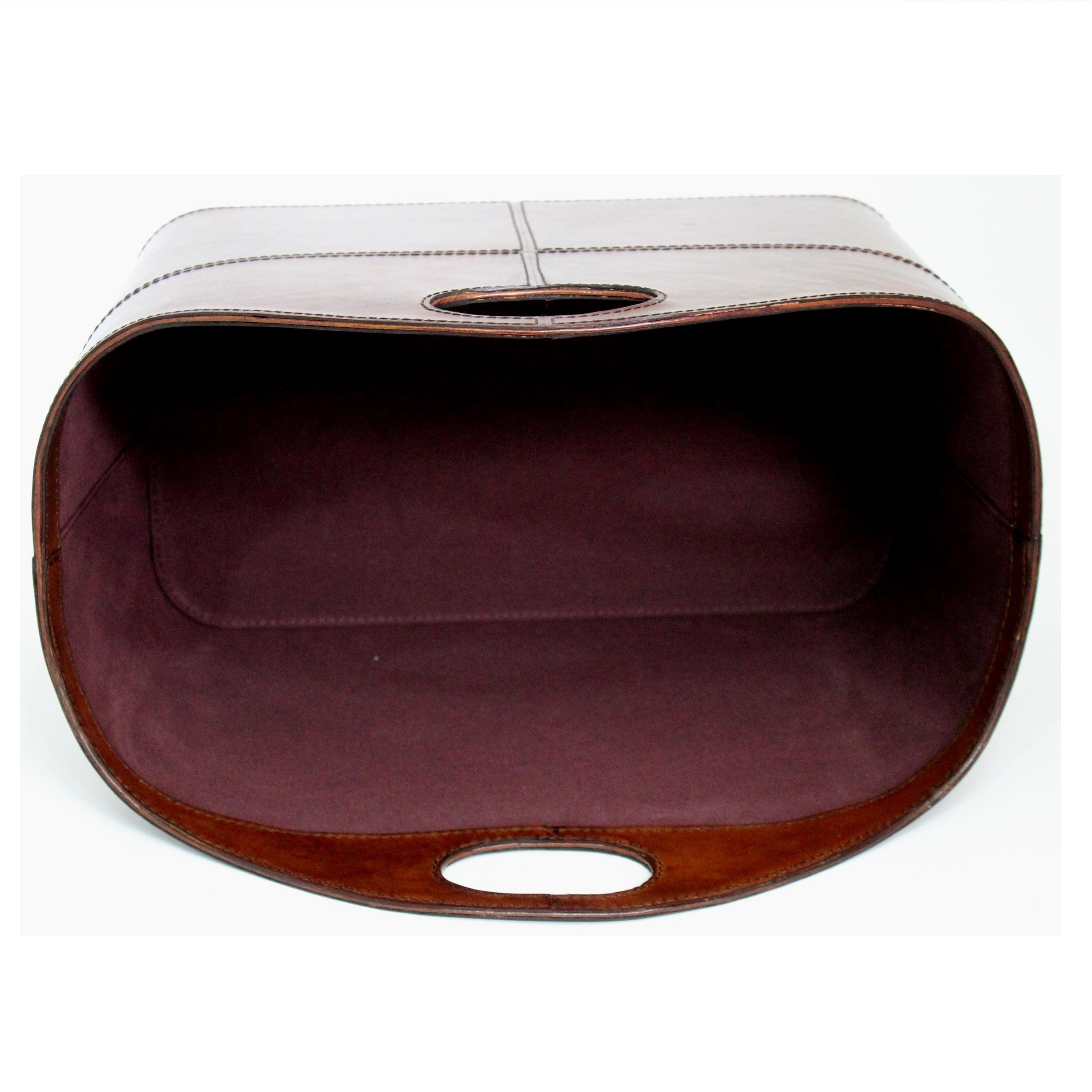 Leather Magazine Basket with Handle (4 Colors to Choose)