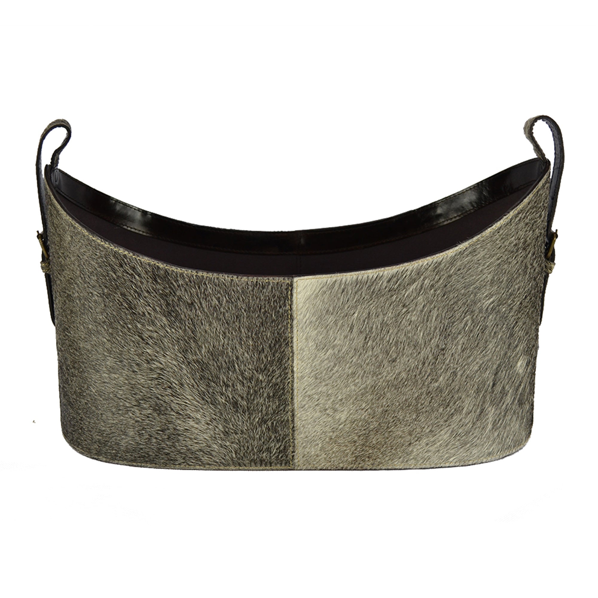 Boat Neck Fur Leather Magazine Basket (2 Colors to Choose)