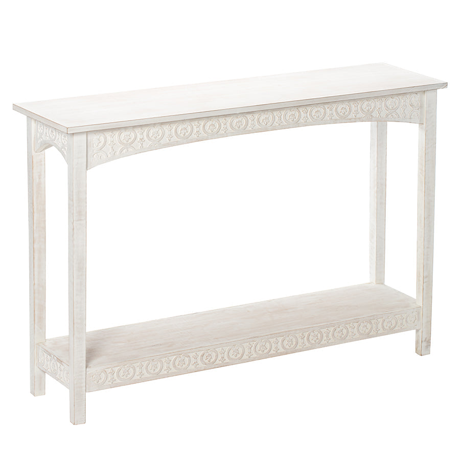 Hamptons Carved Console Table With Shelf