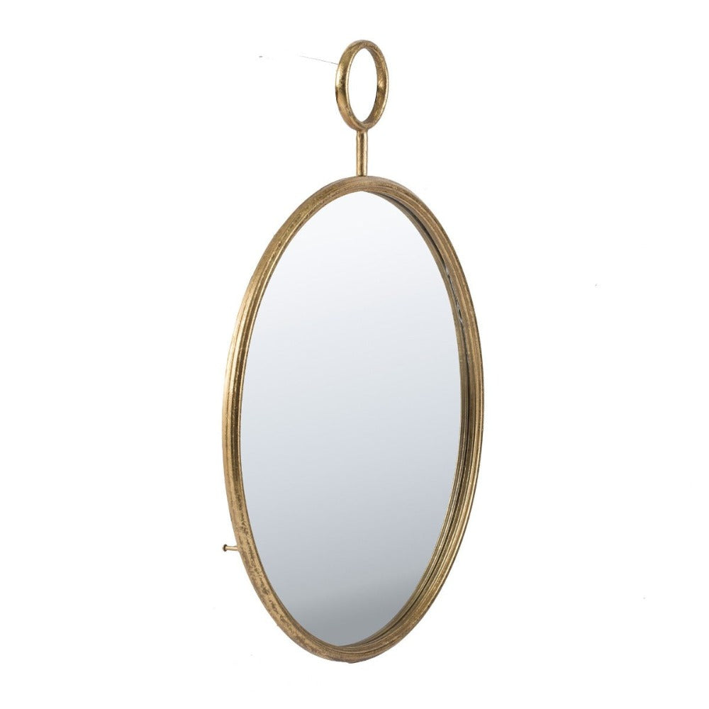 Golden Frame Time Piece Wall Mirror 57cms