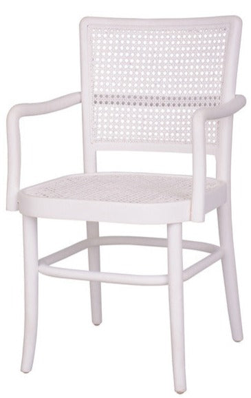 Palm Armed Rattan Dining Chair White