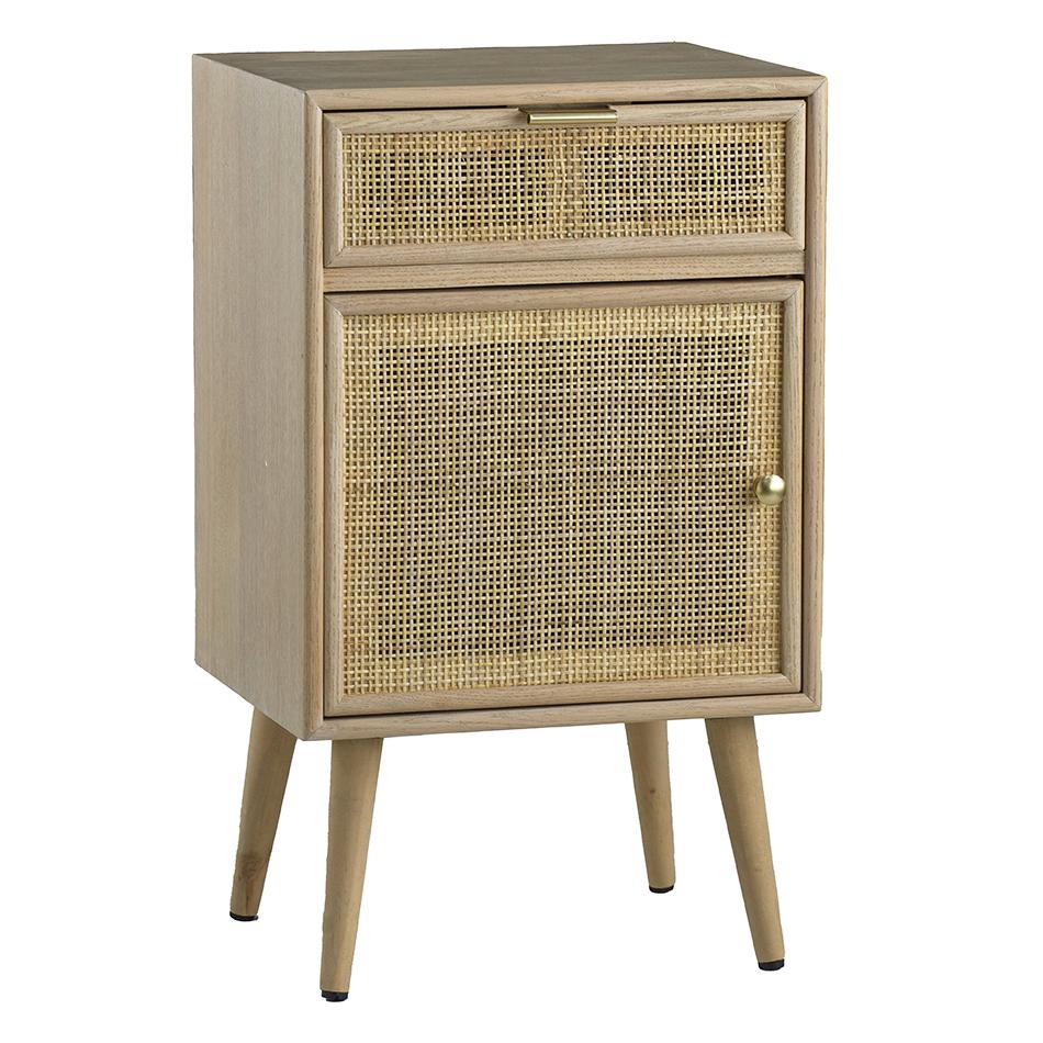 Pine And Rattan Mini Rattan Side Table
