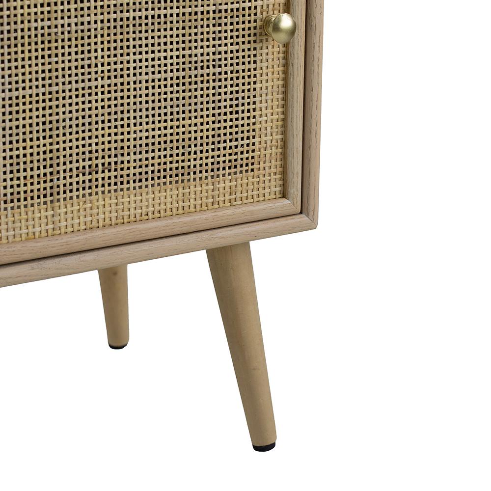 Pine And Rattan Mini Rattan Side Table