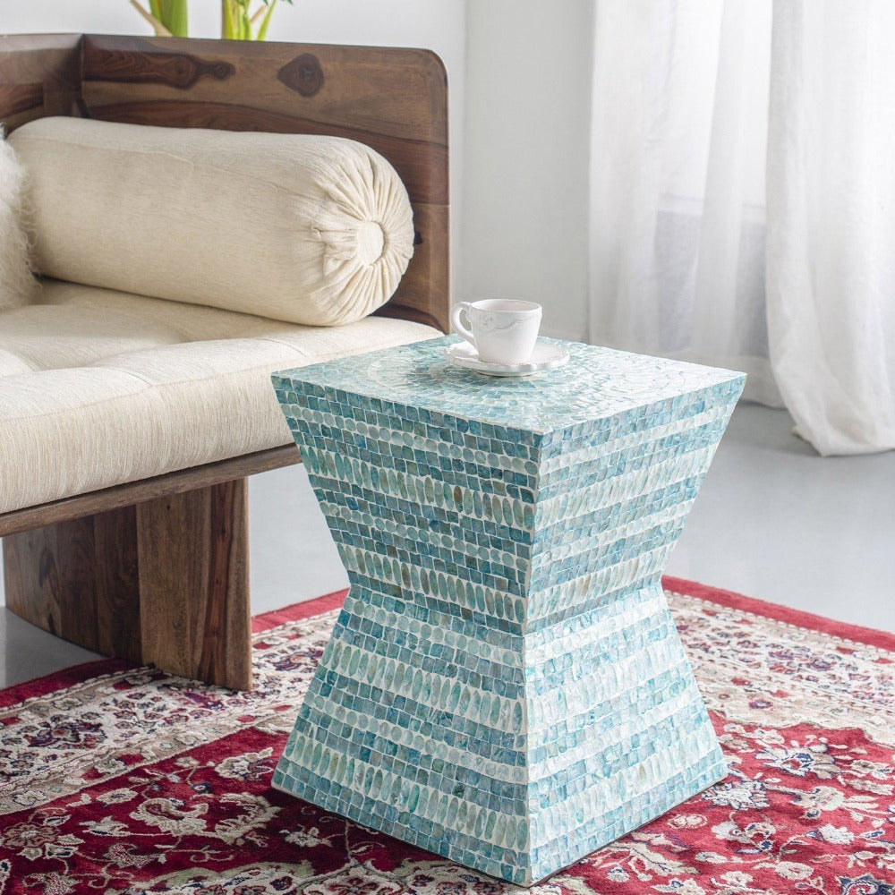 Monaco Turquoise Stool Side Table