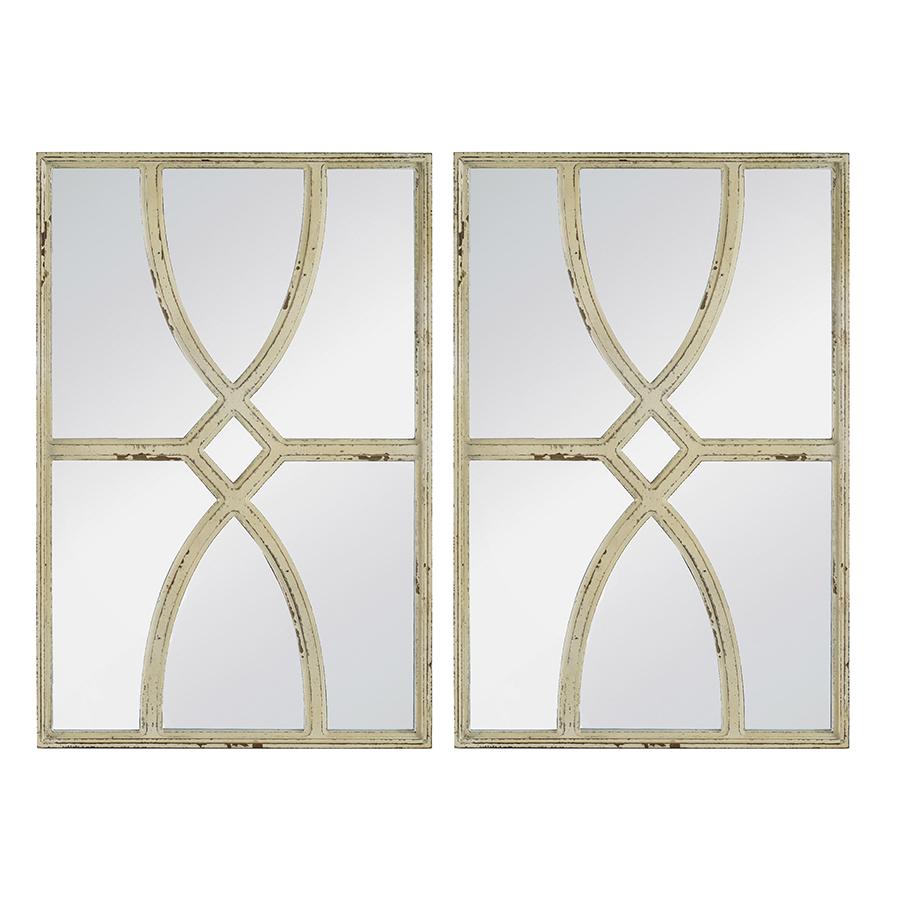 Set of 2 Rustic Carved Wall Mirror 60 X 40cms