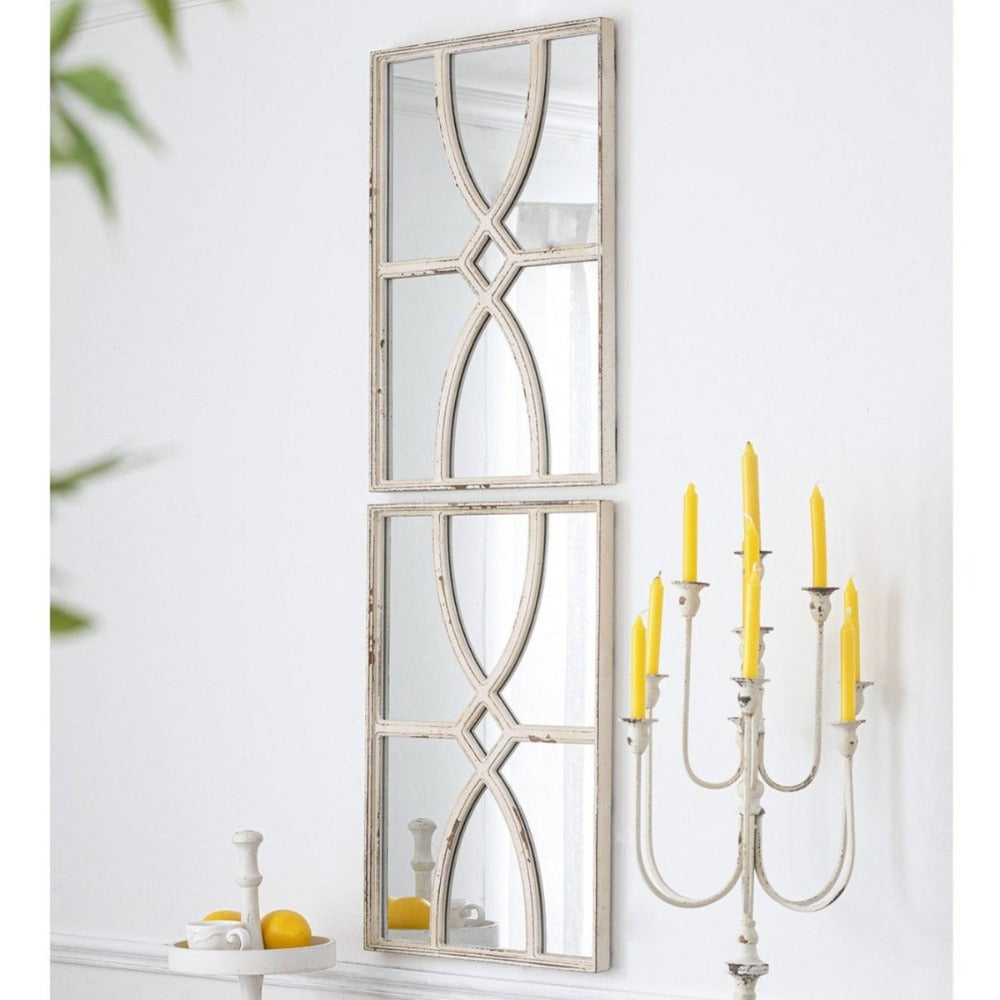 Set of 2 Rustic Carved Wall Mirror 60 X 40cms