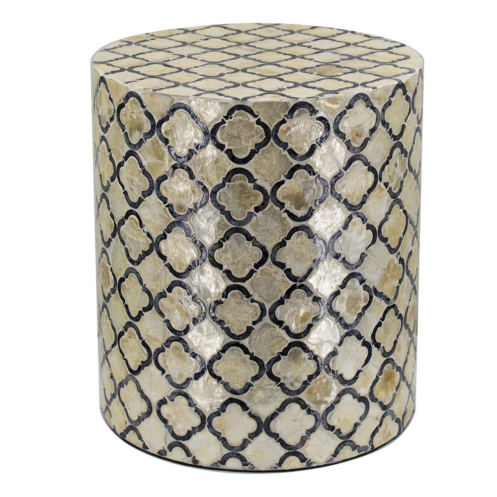 Elite Round Shell Inlay Stool Side Table