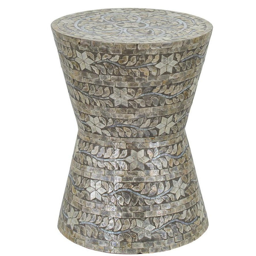 King Shell Inlay Stool Side Table
