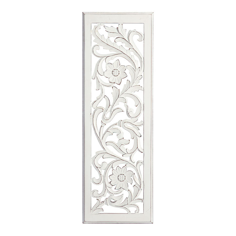 Hamptons Rectangle 'Flower' Carved Wall Art 91cm