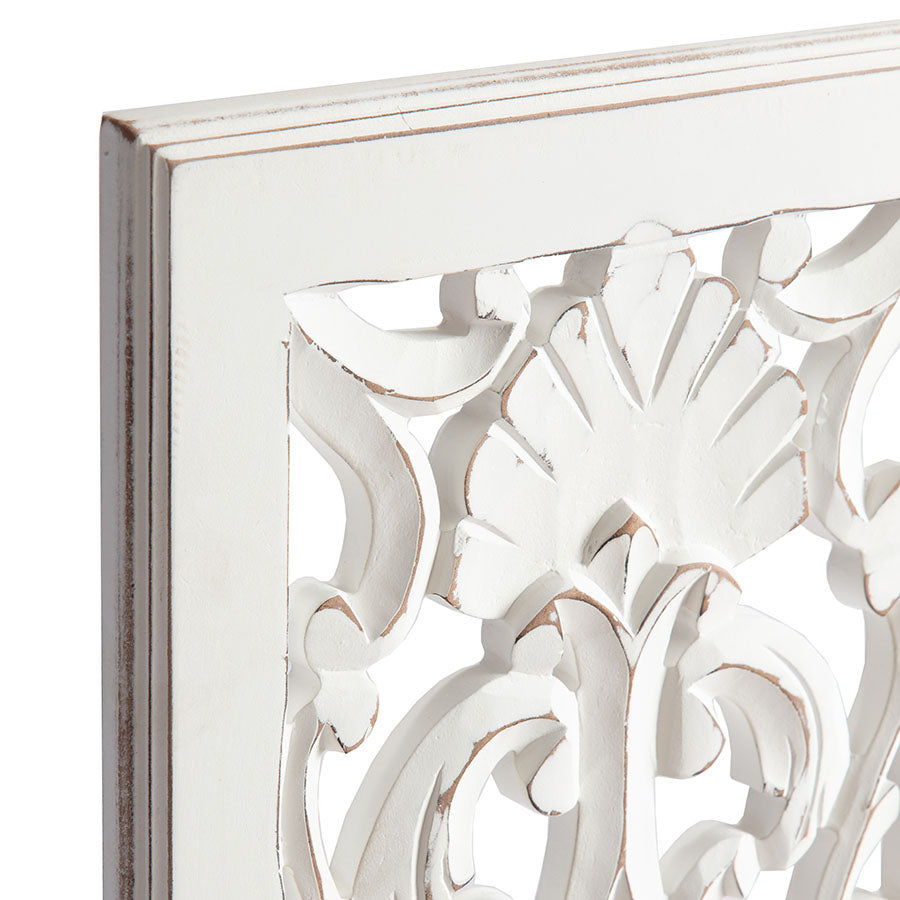Hamptons Rectangle 'Scroll' Carved Wall Art 91 cms