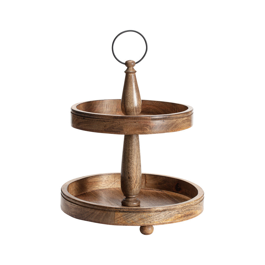 Handcrafted Wooden Two-Tier Cupcake Stand