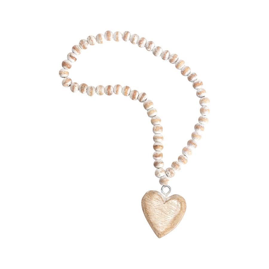 Handcrafted Wooden Heart and 60cm Beads