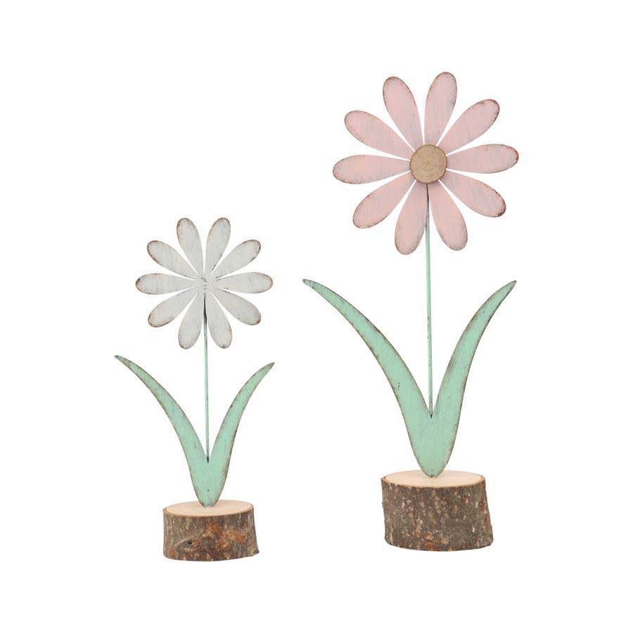 Pastel Flowers on Base Set of 2