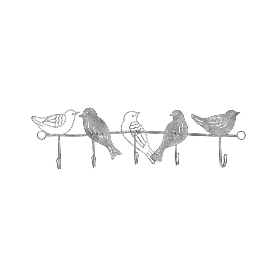 Bird Family 5-Hook Wire Wall Hanging