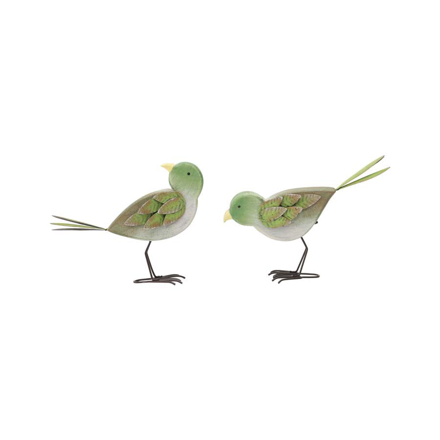 Shabby Wooden Green Birds Set of 2