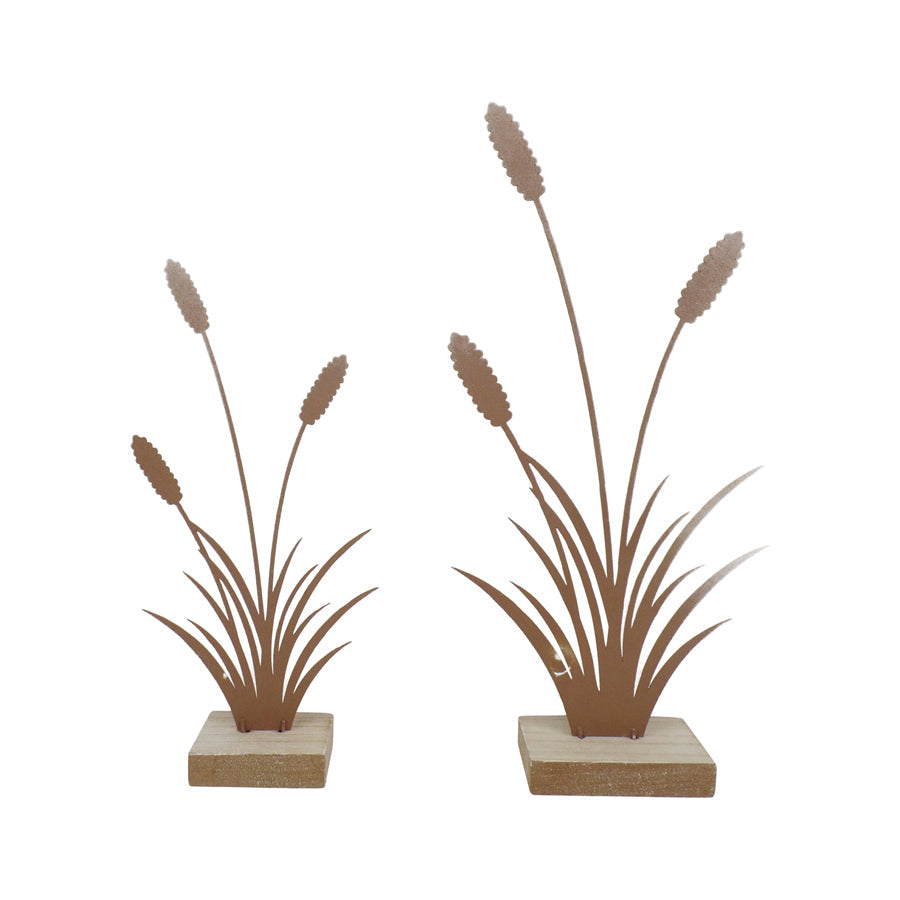 Rusty Bulrushes on Base Set of 2
