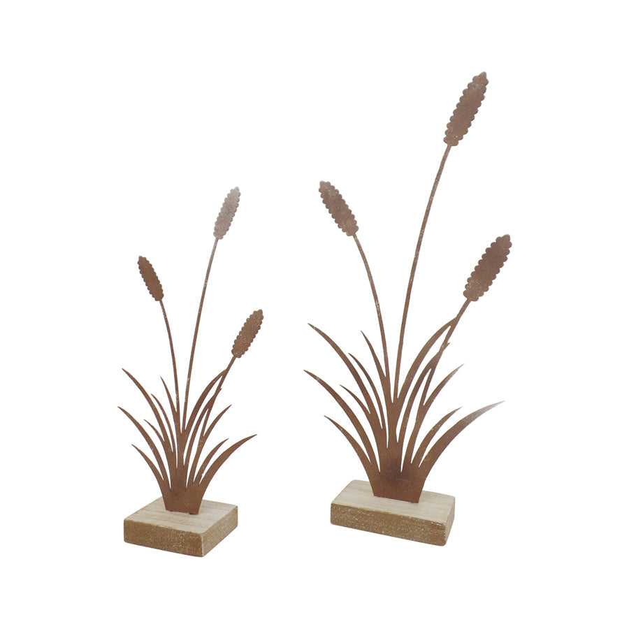 Rusty Bulrushes on Base Set of 2