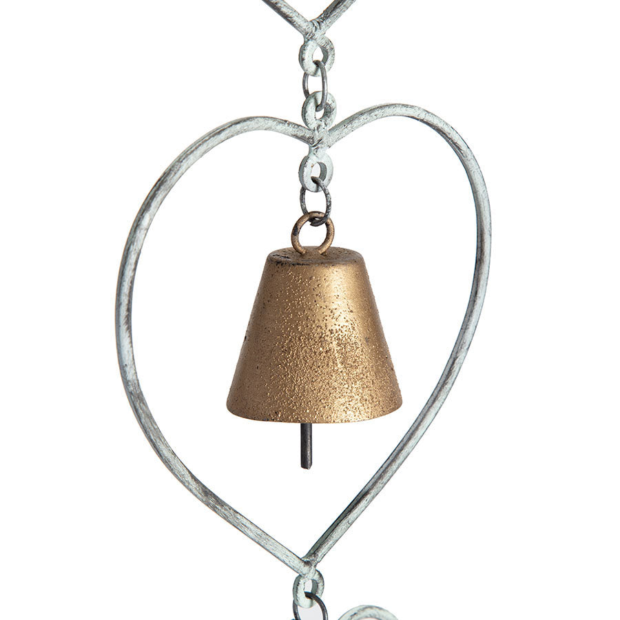 Handcrafted Hearts Floating Bells Hanging Mobile