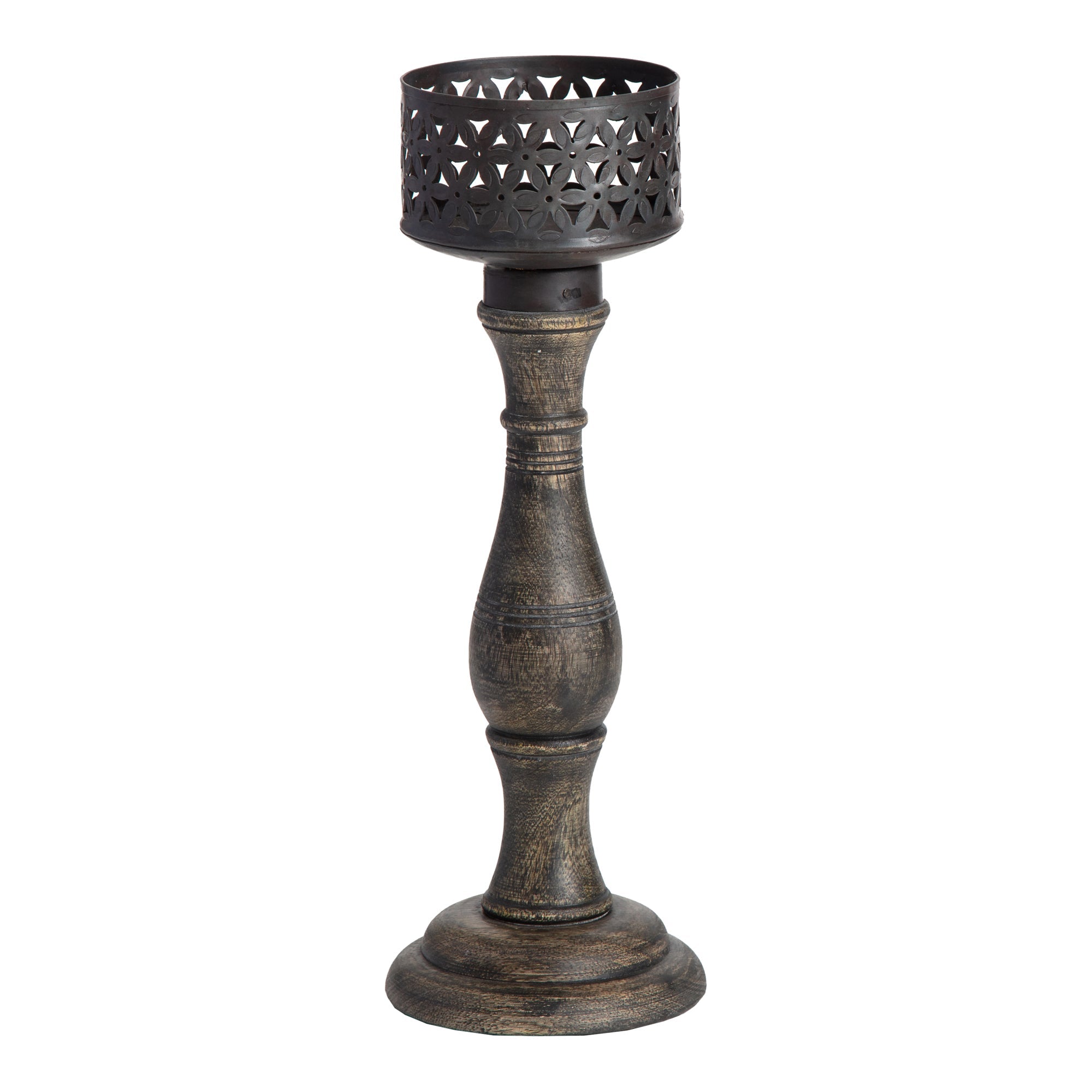Handcrafted Baroque Pillar Candle Holder - Large