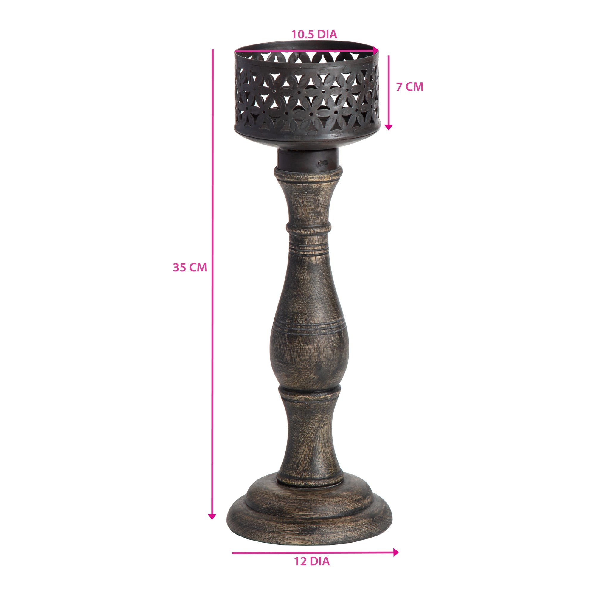Handcrafted Baroque Pillar Candle Holder - Large