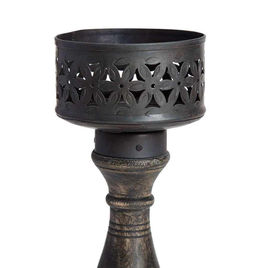 Handcrafted Baroque Pillar Candle Holder - Medium
