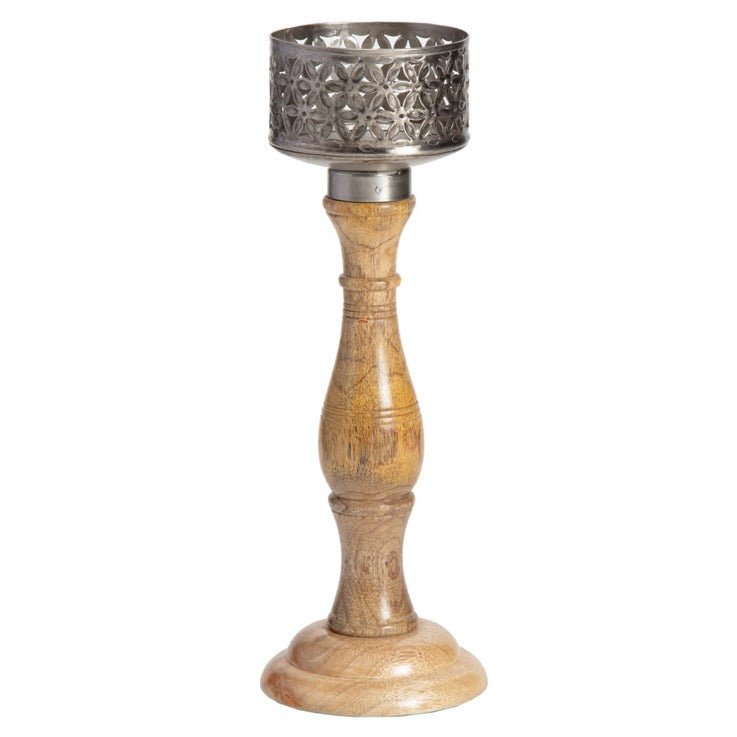 Handcrafted Flower Pillar Candle Holder - Large