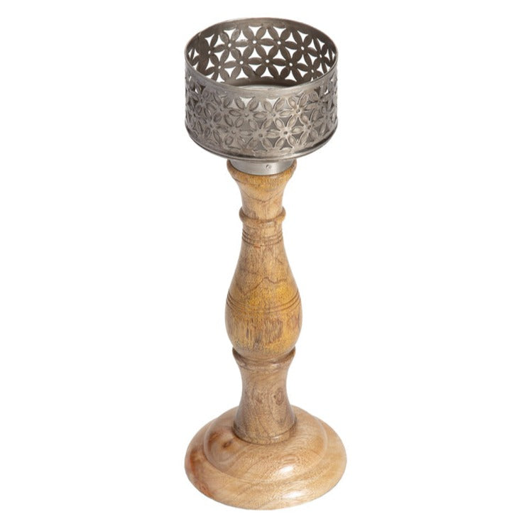 Handcrafted Flower Pillar Candle Holder - Large