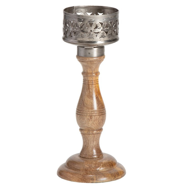 Handcrafted Flower Pillar Candle Holder - Medium