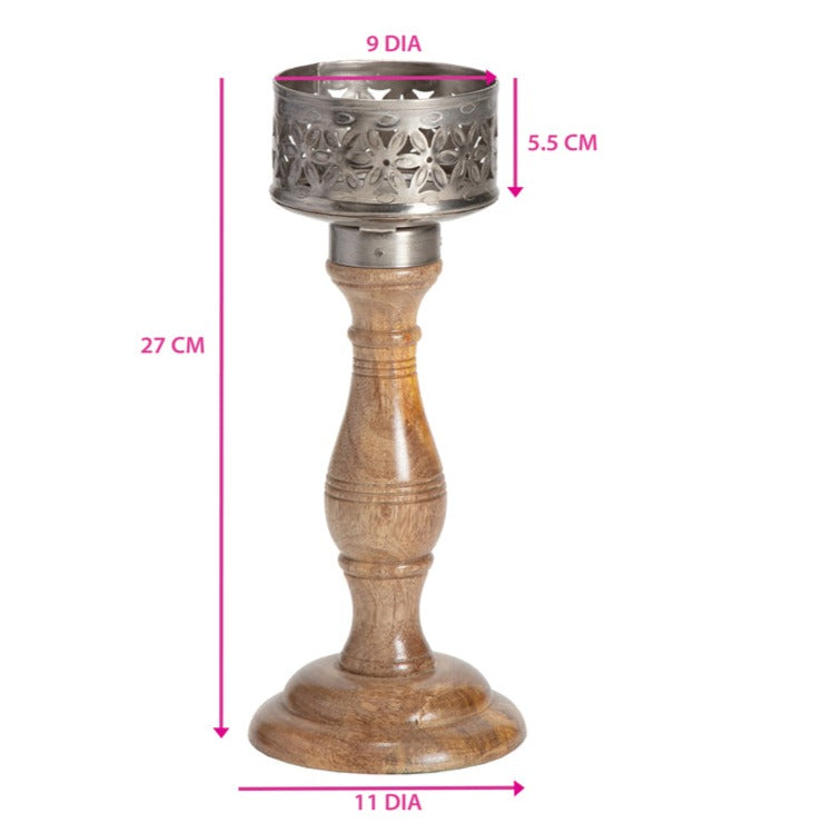 Handcrafted Flower Pillar Candle Holder - Medium
