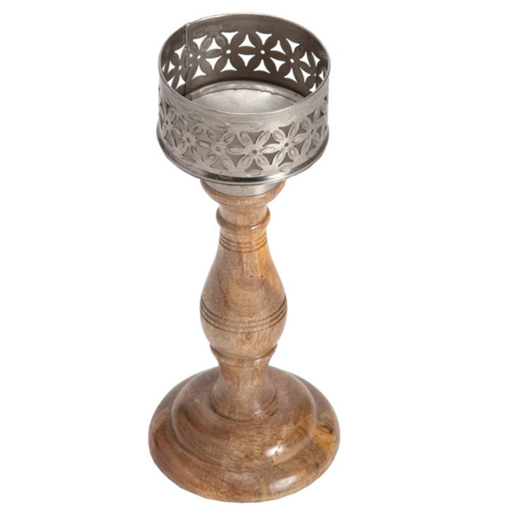 Handcrafted Flower Pillar Candle Holder - Medium