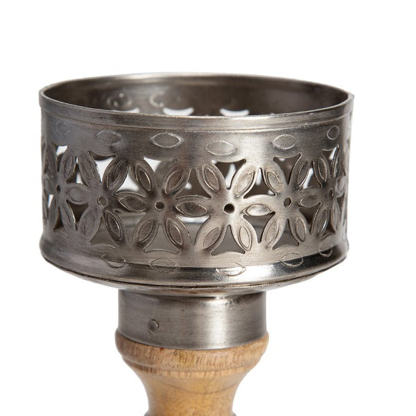 Handcrafted Flower Pillar Candle Holder - Medium