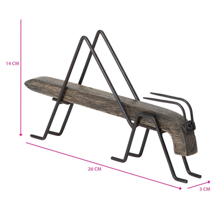 Handcrafted Wooden Decorative Grasshopper - Large