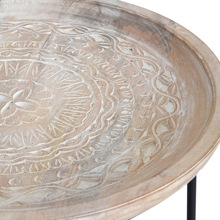 Nested Handcrafted Mandala Wooden Side Tables Set of 2
