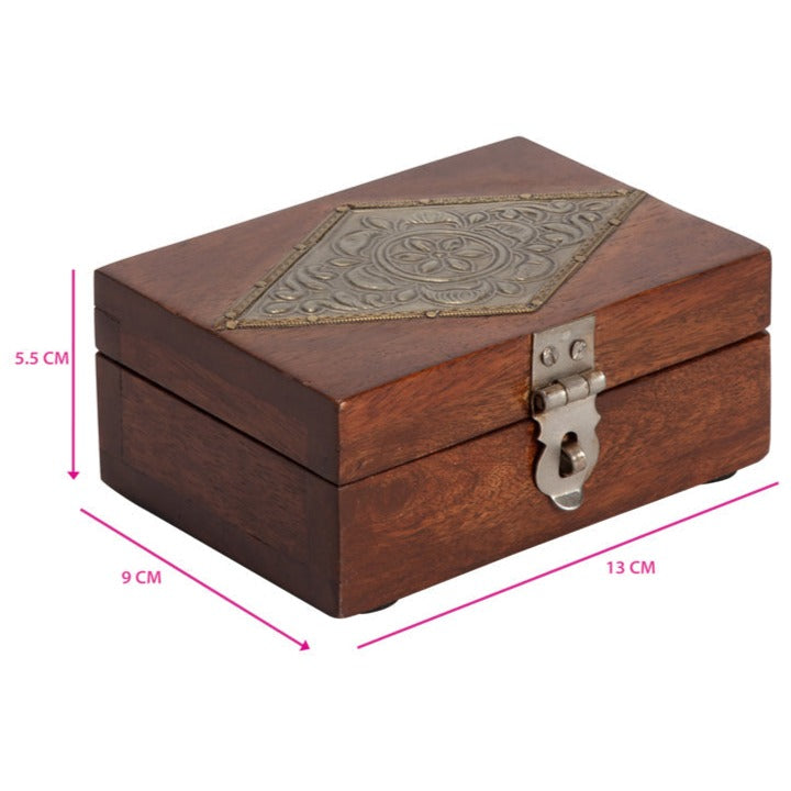 Handcrafted Rectangle Box With Metal Punched Top