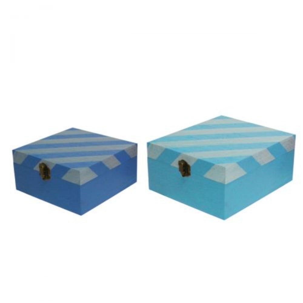 Set of 2 Nesting Square Wooden Boxes