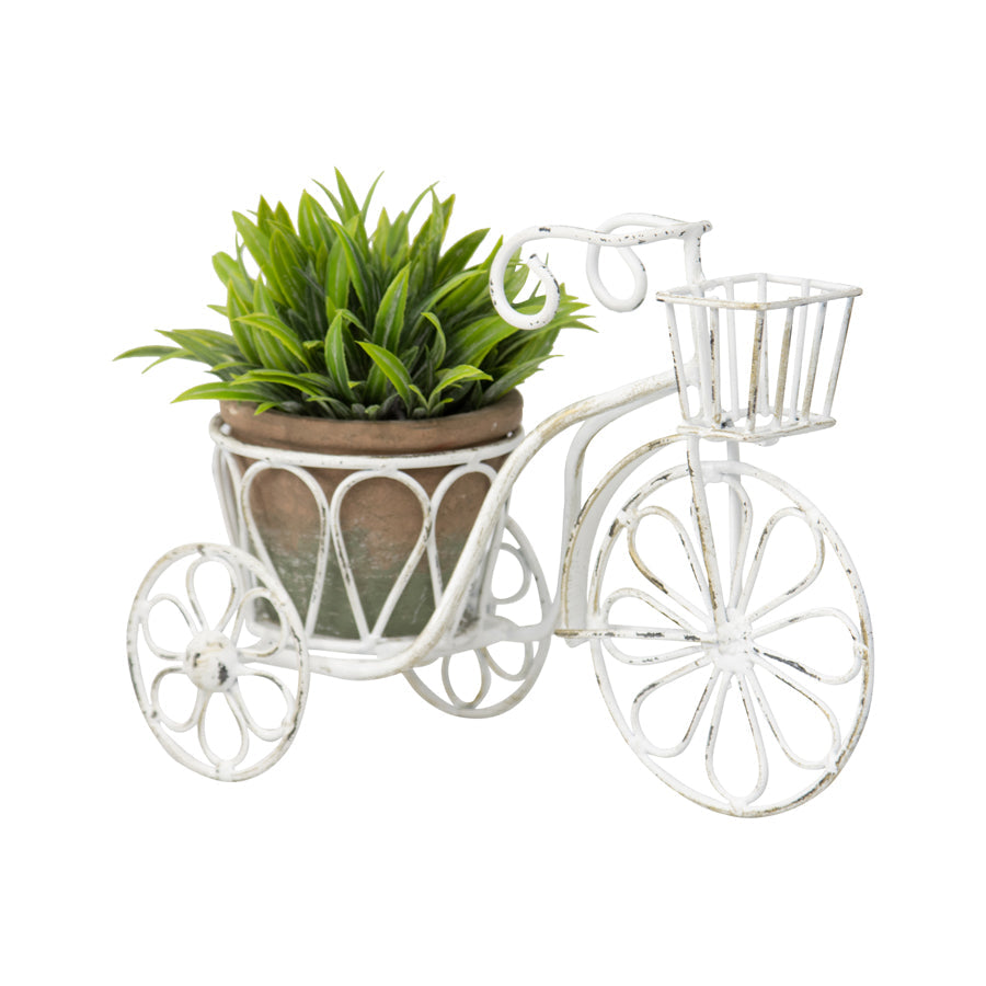 Distressed White Small Bicycle Outdoor Planter