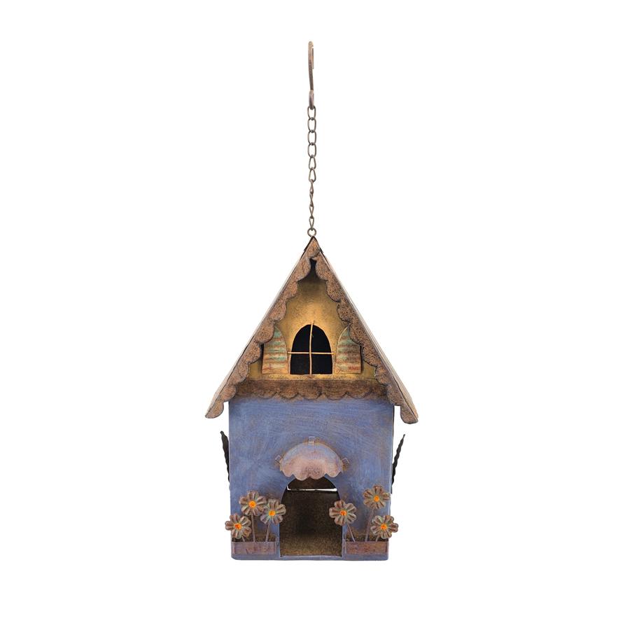 Rusty Hanging Blue Outdoor Birdhouse