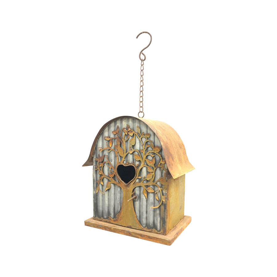 Galvanised & Rust Hanging Tree Bird House
