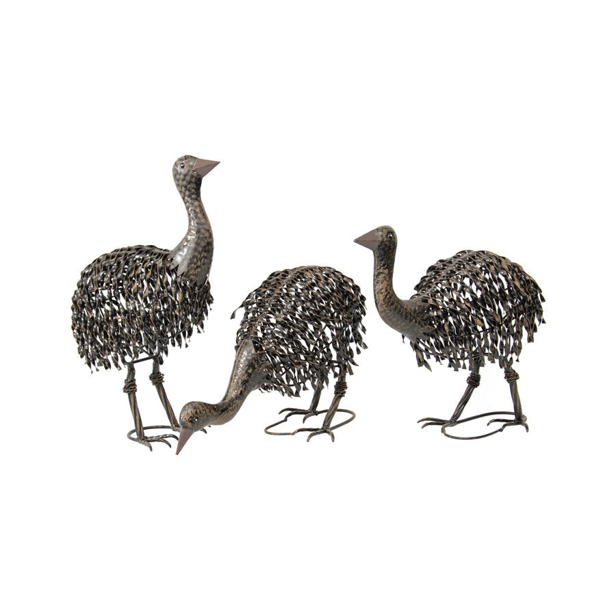 Outdoor Metal Decor Emu Chicks Set of 3