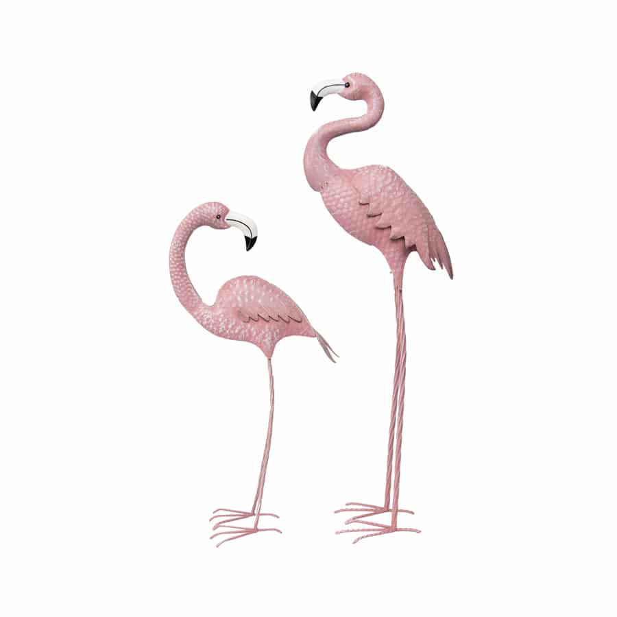 Set Of 2 Garden Decor Pale Pink Flamingo
