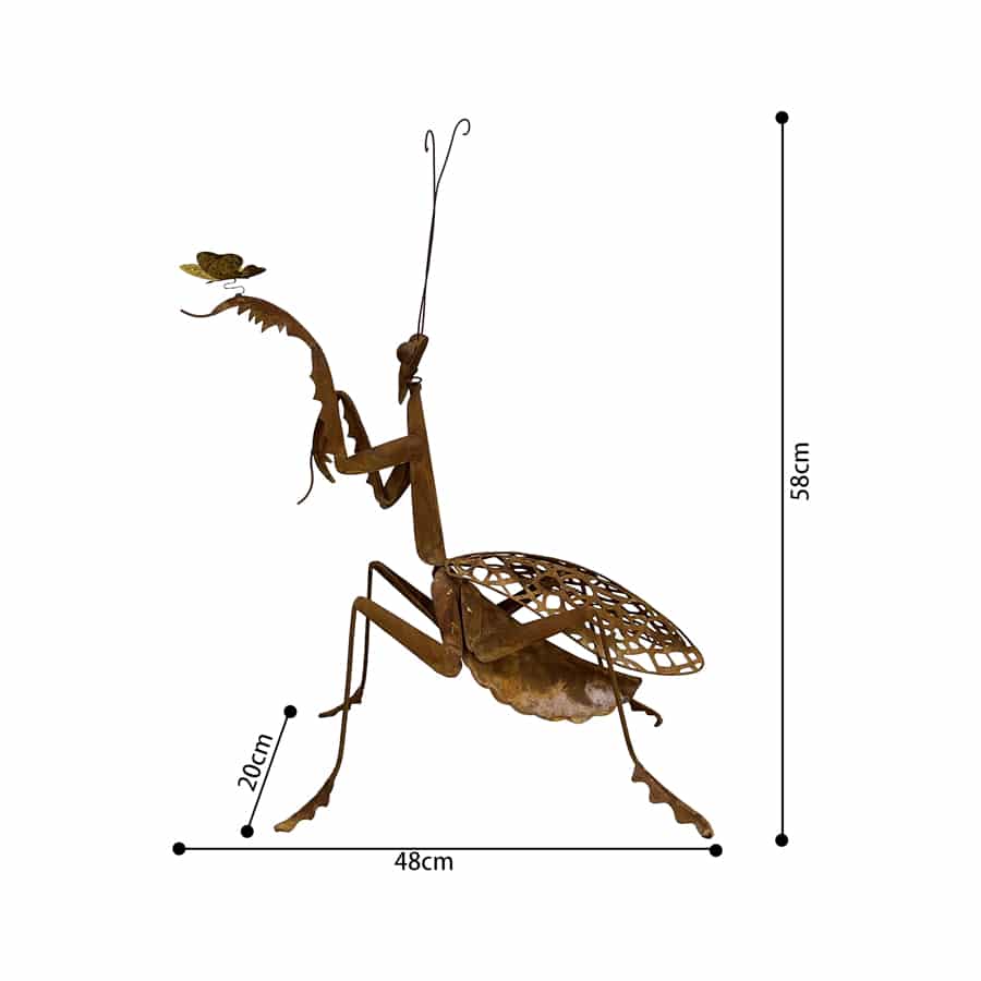 Lucky Praying Mantis Metal Outdoor Decor Large