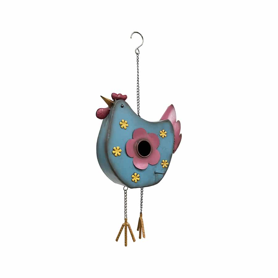 Hanging Chook Birdhouse With Flowers