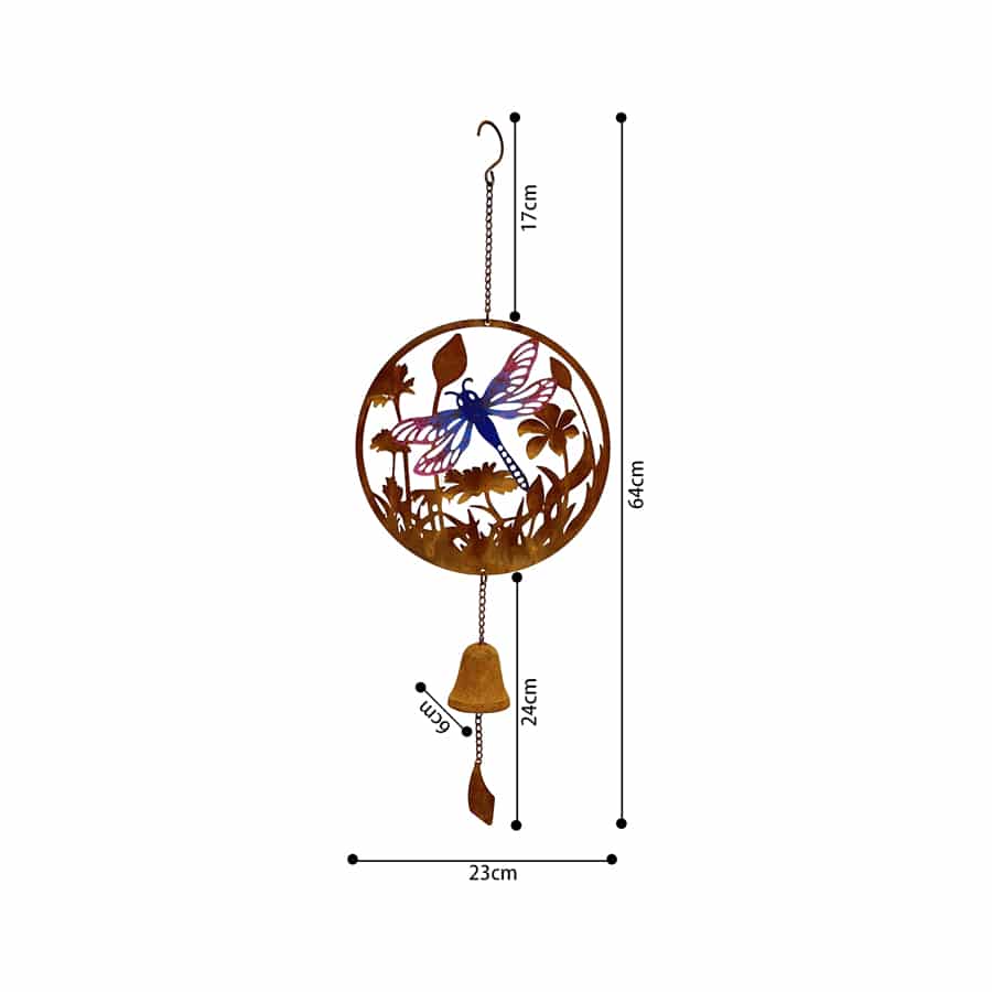 Rust & Colour Dragonfly Bell Hanger Wind Chime