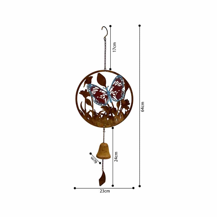 Rust & Colour Butterfly Bell Hanger Wind Chime