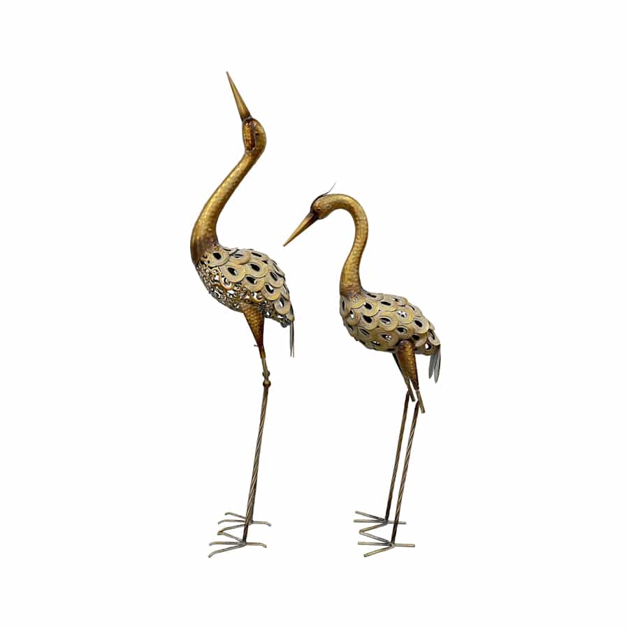 Set of 2 Outdoor Metal Decor Elegant Crane Couple