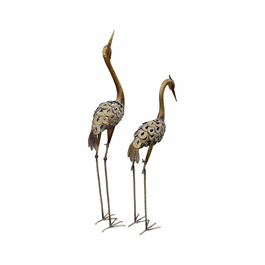 Set of 2 Outdoor Metal Decor Elegant Crane Couple
